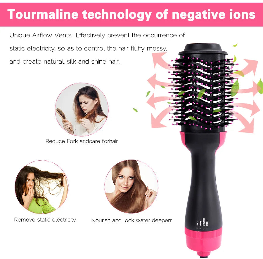 Hot-Air Hair Dryer Brush-One Step For Straightening or Curling