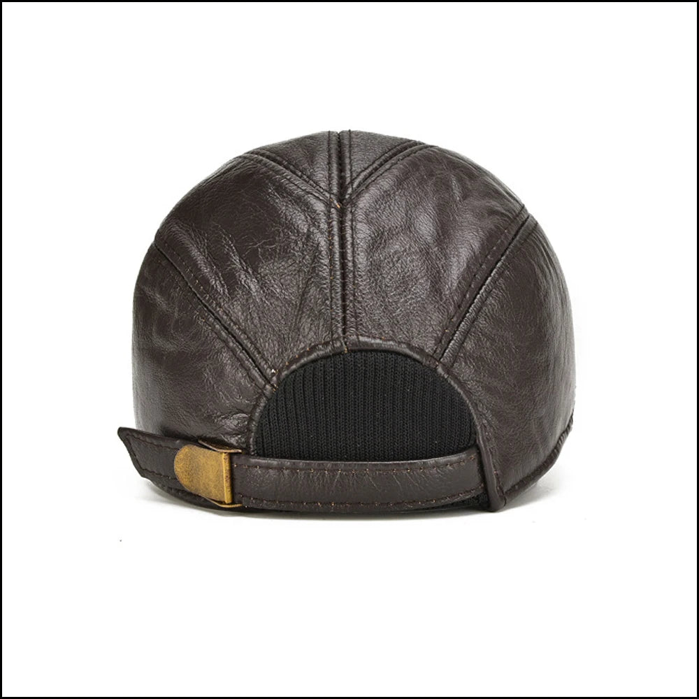 Winter Cap - Genuine Cow Leather - Baseball Hat